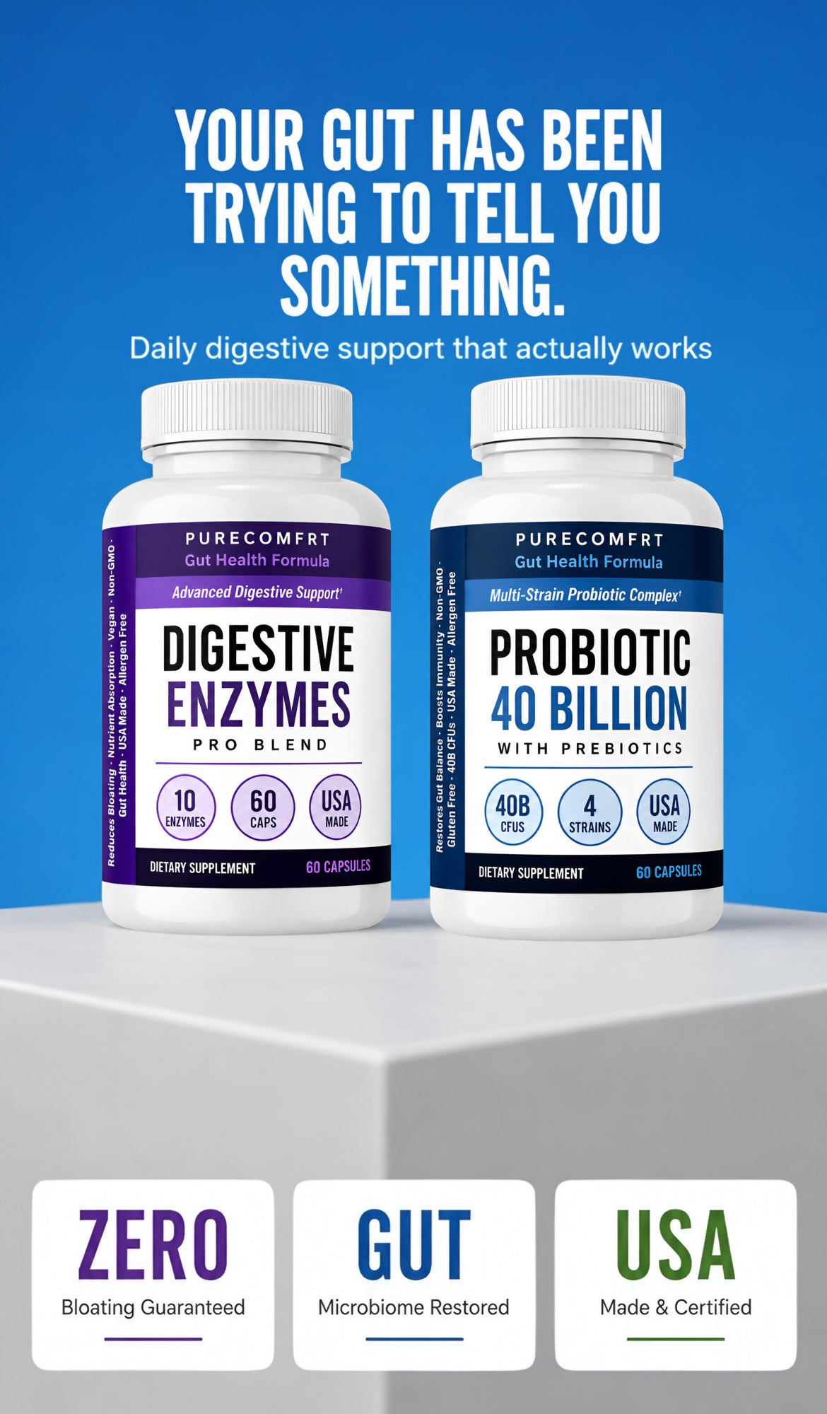 PureComfrt gut health supplements